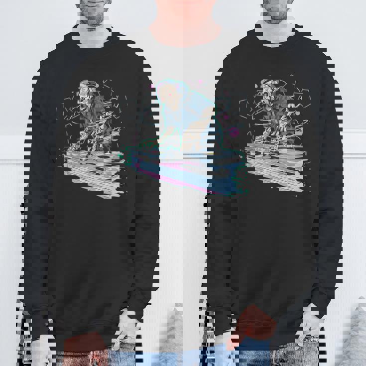 Skeleton Dj Music Mixer Record Decks Musician Music Lover Sweatshirt Gifts for Old Men