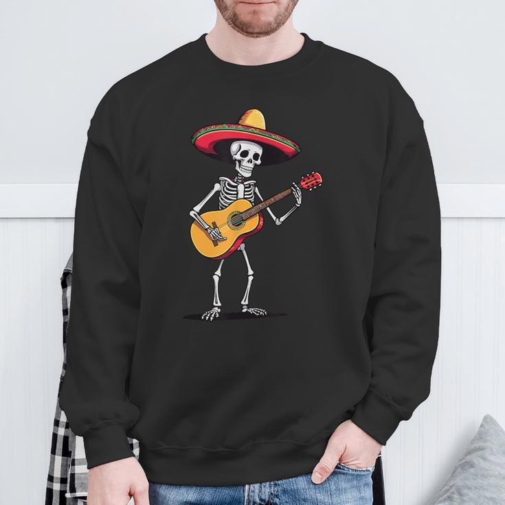 Skeleton Mexico Guitar Music Fiesta Cinco De Mayo Sweatshirt Gifts for Old Men