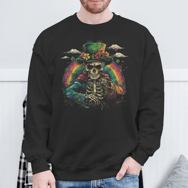Skull Skeleton Leprechaun St Patrick's Day Saint Paddy's Sweatshirt Gifts for Old Men