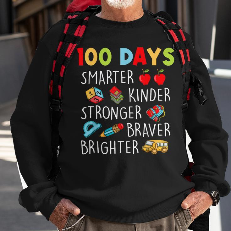 Smarter Kinder Stronger Brighter 100 Days Of School Teacher Sweatshirt Gifts for Old Men
