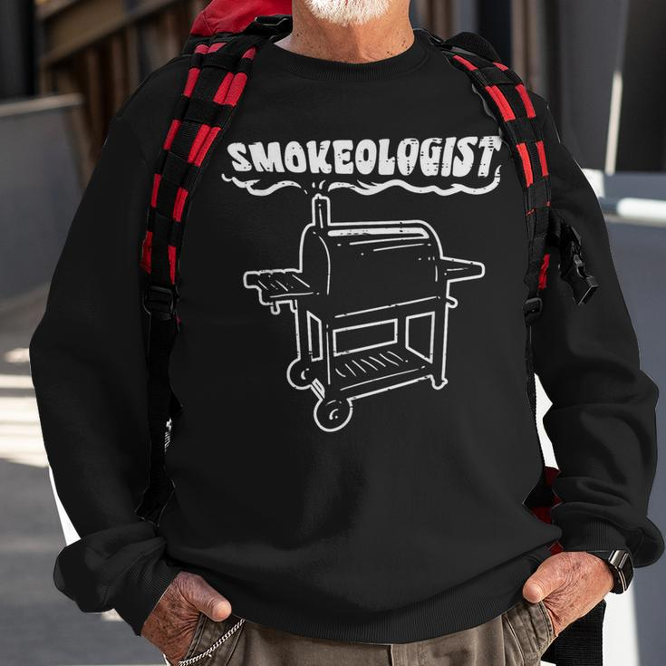Smokeologist Bbq Barbecue Grill Pitdad Men Sweatshirt Gifts for Old Men