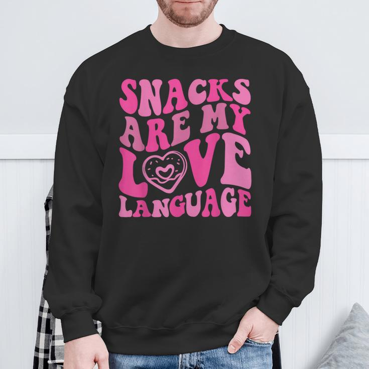 Snacks Are My Love Language Toddler Valentines Day Sweatshirt Gifts for Old Men