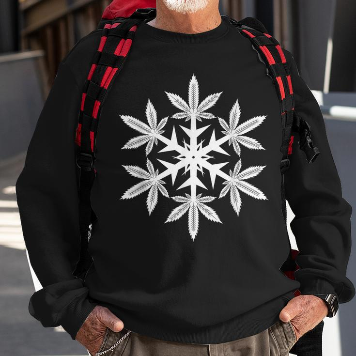 Snowflake Weed Marijuana Leaf Christmas Pajama Sweatshirt Gifts for Old Men