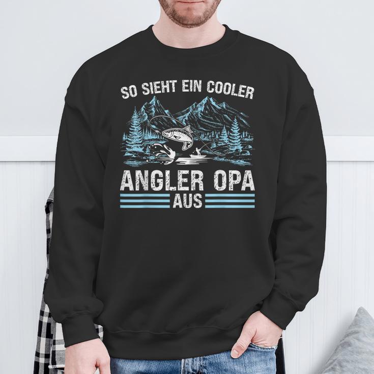 So Sieht ein Cooler Angler Opa Aus Sweatshirt Schwarz für Männer Geschenke für alte Männer