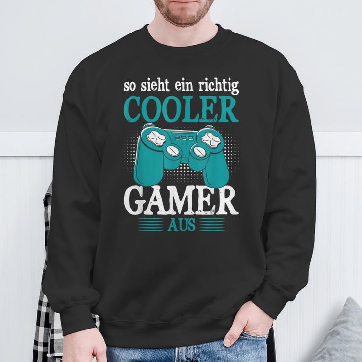 So Sieht Ein Richtig Cooler Gamer Aus Zocker Boys' Sweatshirt Geschenke für alte Männer