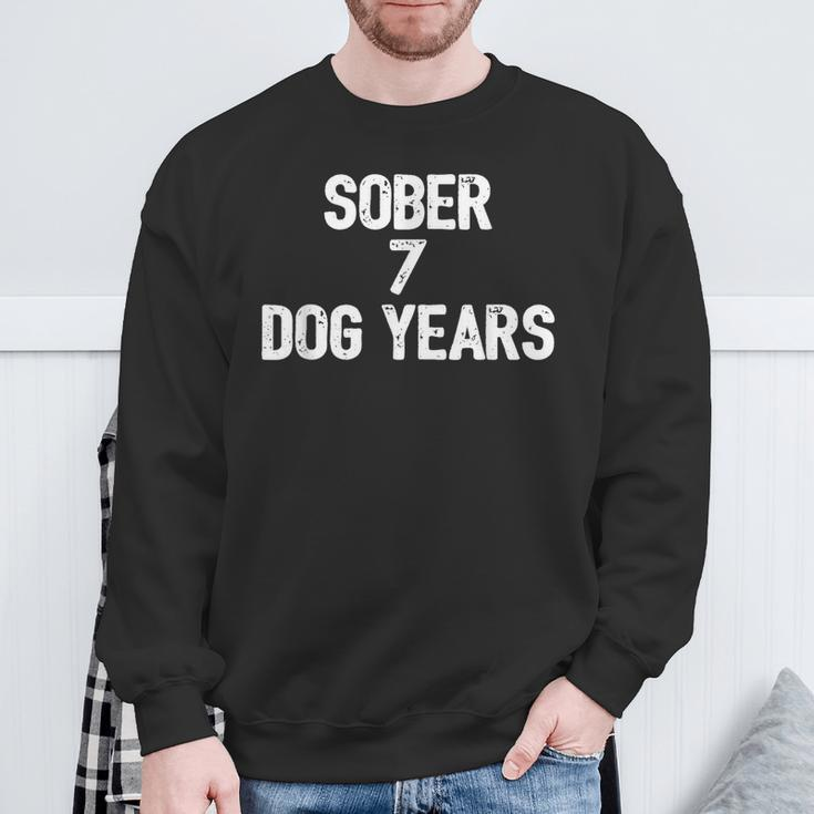 Sober Milestone 1 Year Anniversary 7 Dog Years Sweatshirt Gifts for Old Men