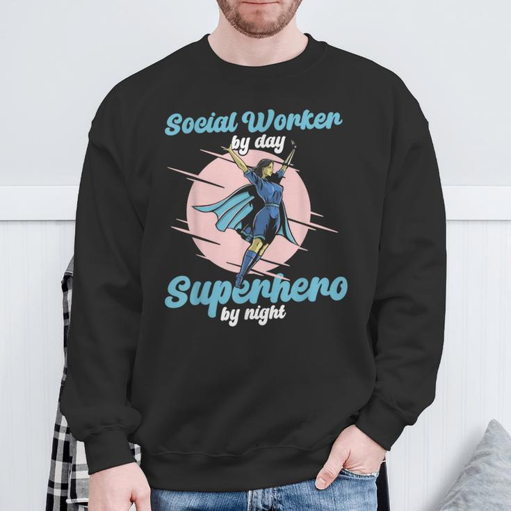 Social Worker By Day Superhero By Night Job Work Social Sweatshirt Gifts for Old Men
