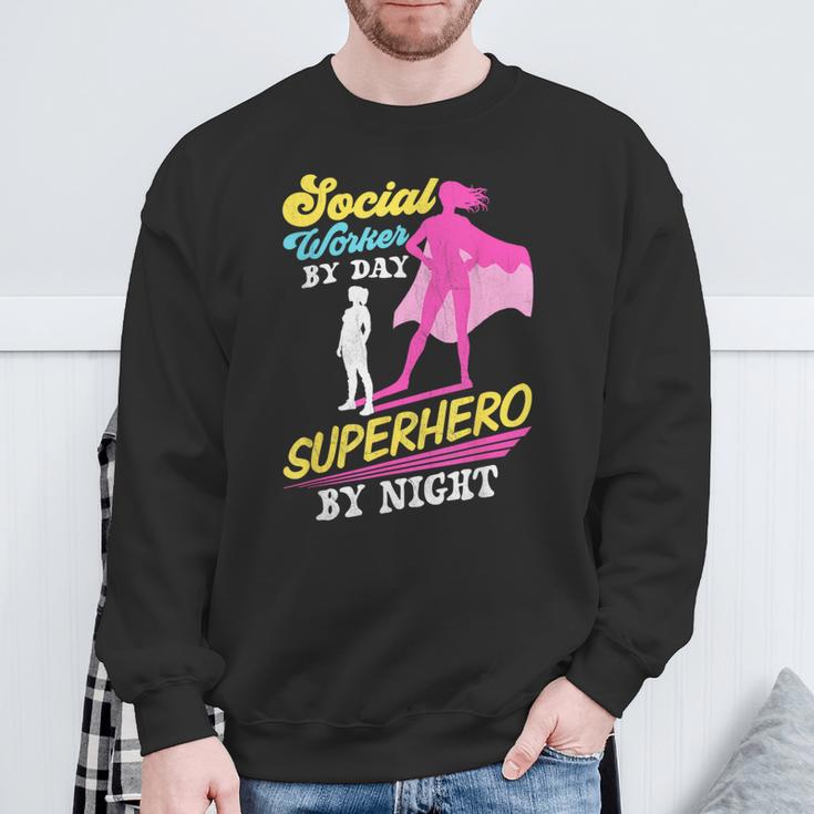 Social Worker By Day Superhero By Night Work Job Social Sweatshirt Gifts for Old Men