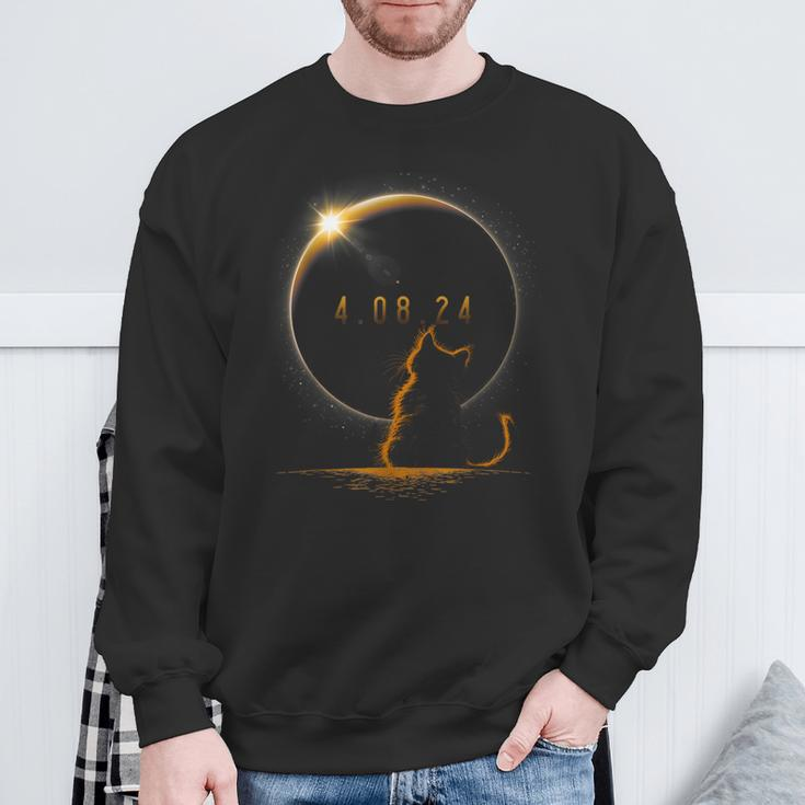 Solar Cat Eclipse View Totality April 8 2024 Astronomy Cat Sweatshirt Gifts for Old Men