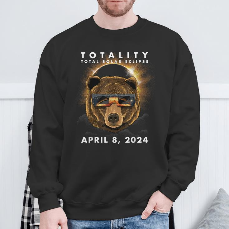 Solar Eclipse 2024 Bear Wearing Eclipse Glasses Sweatshirt Gifts for Old Men