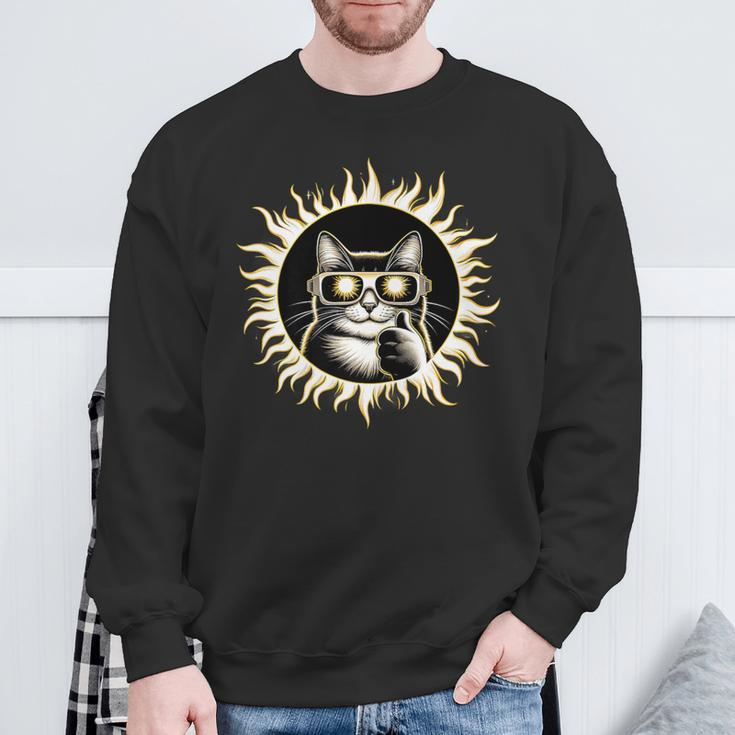 Solar Eclipse 2024 Cat In Solar Glasses Sweatshirt Gifts for Old Men