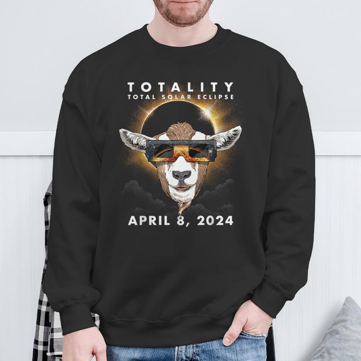 Solar Eclipse 2024 Goat Wearing Eclipse Glasses Sweatshirt Gifts for Old Men
