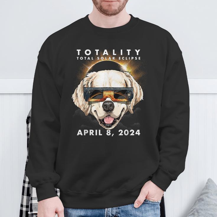 Solar Eclipse 2024 Golden Retriever Dog Sweatshirt Gifts for Old Men