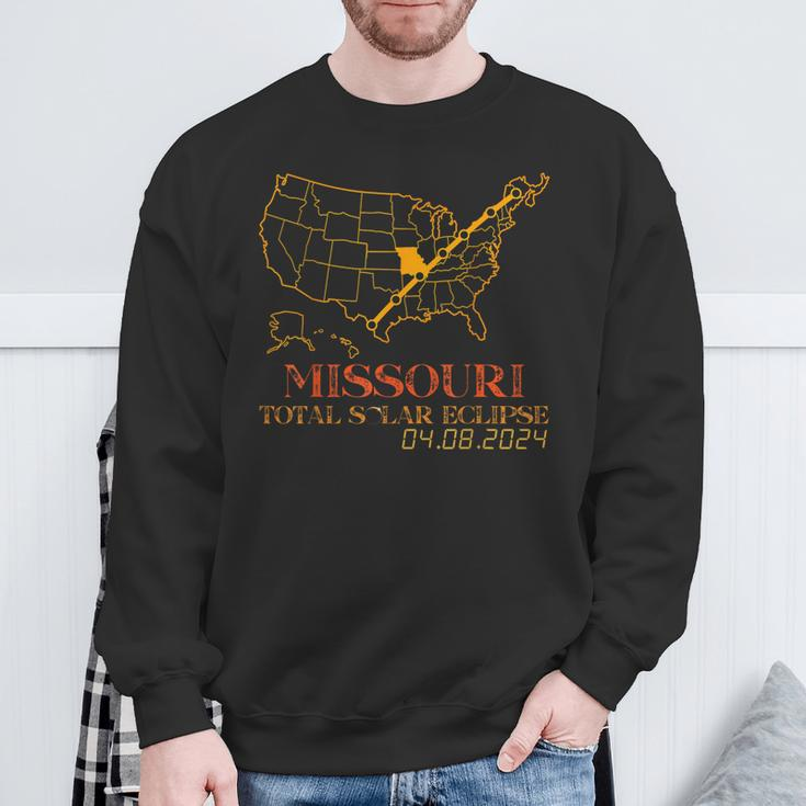 Solar Eclipse 2024 Party Missouri Total Usa Map Totality Sweatshirt Gifts for Old Men