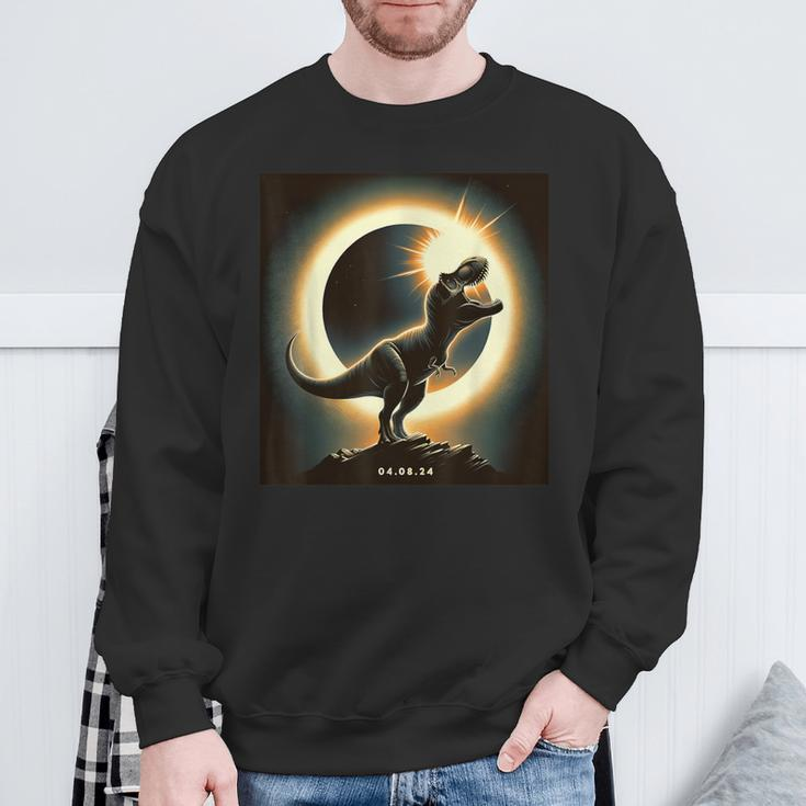 Solar Eclipse 2024 T-Rex Dinosaur April 8 2024 Total Eclipse Sweatshirt Gifts for Old Men