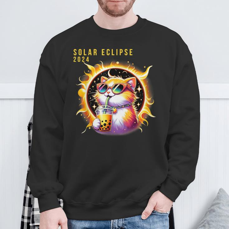 Solar Eclipse April 8 2024 Astronomy Kawaii Cat Lover Sweatshirt Gifts for Old Men