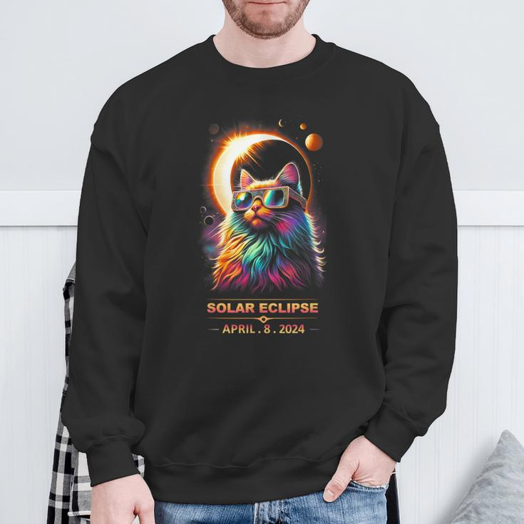 Solar Eclipse April 8 2024 Cats Lovers Sweatshirt Gifts for Old Men