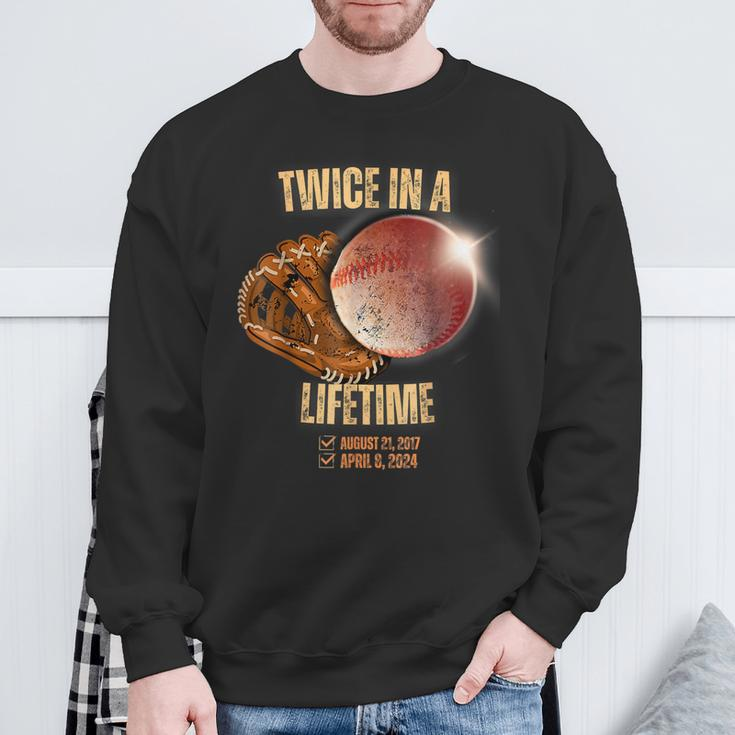 Solar Eclipse Baseball Twice In Lifetime 2024 Sweatshirt Gifts for Old Men