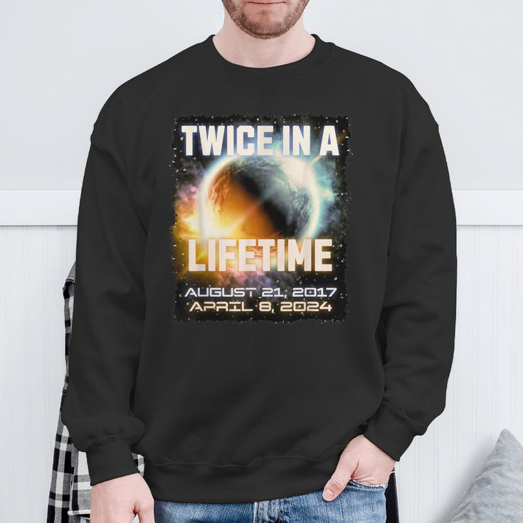 Solar Eclipse Twice In Lifetime 2024 Solar Eclipse Astronomy Sweatshirt Gifts for Old Men
