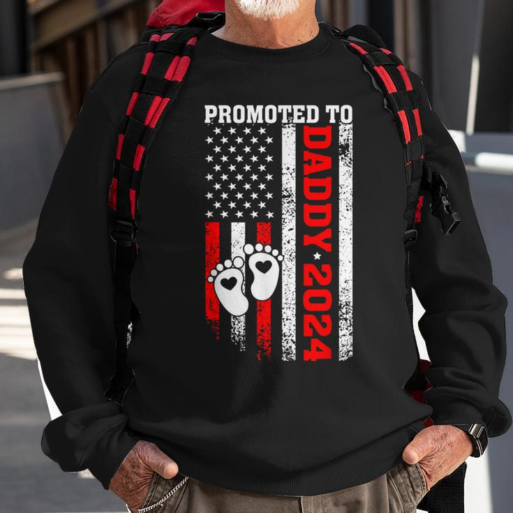 Soon To Be Dad First Time Daddy Promoted To Daddy 2024 Flag Sweatshirt Gifts for Old Men