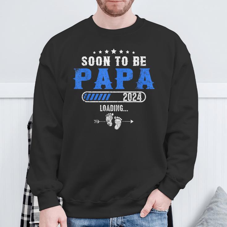 Soon To Be Papa Est 2024 Retroatertag New Daddy Sweatshirt Geschenke für alte Männer