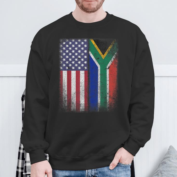 South African American Flag South Africa Usa America Sweatshirt Gifts for Old Men
