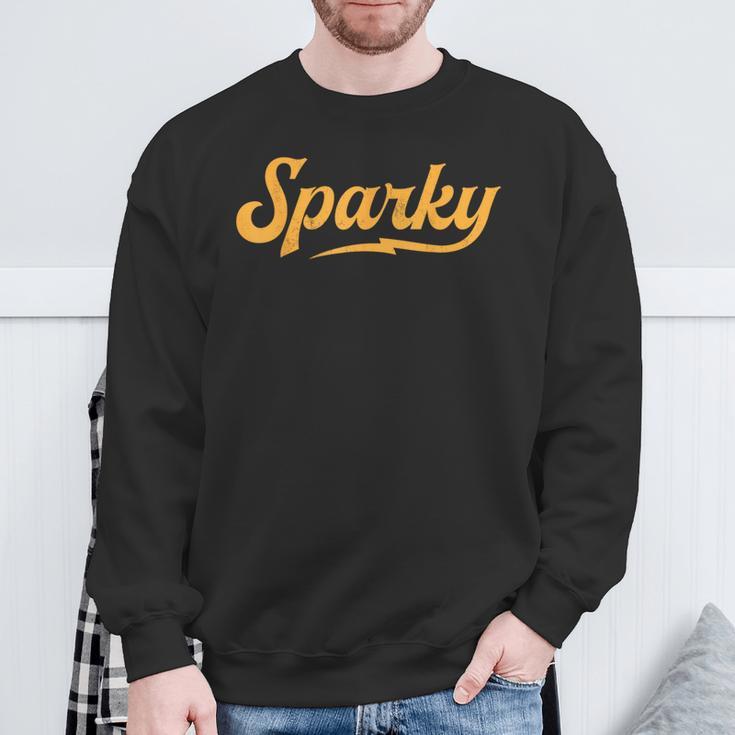 Sparky Electrician Lineman Dad Retro Vintage Novelty Sweatshirt Gifts for Old Men