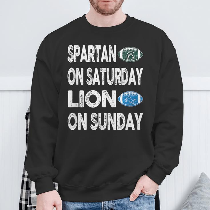 Spartan On Saturday Lion On Sunday Detroit Vintage Fun Sweatshirt Gifts for Old Men