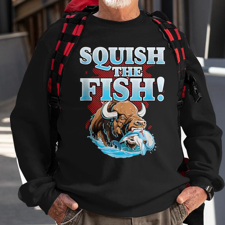 Squish The Fish Bison Buffalo Sweatshirt Gifts for Old Men