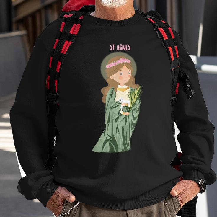 St Agnes Of Rome Pray For Us Catholic Saints Girls Sweatshirt Gifts for Old Men