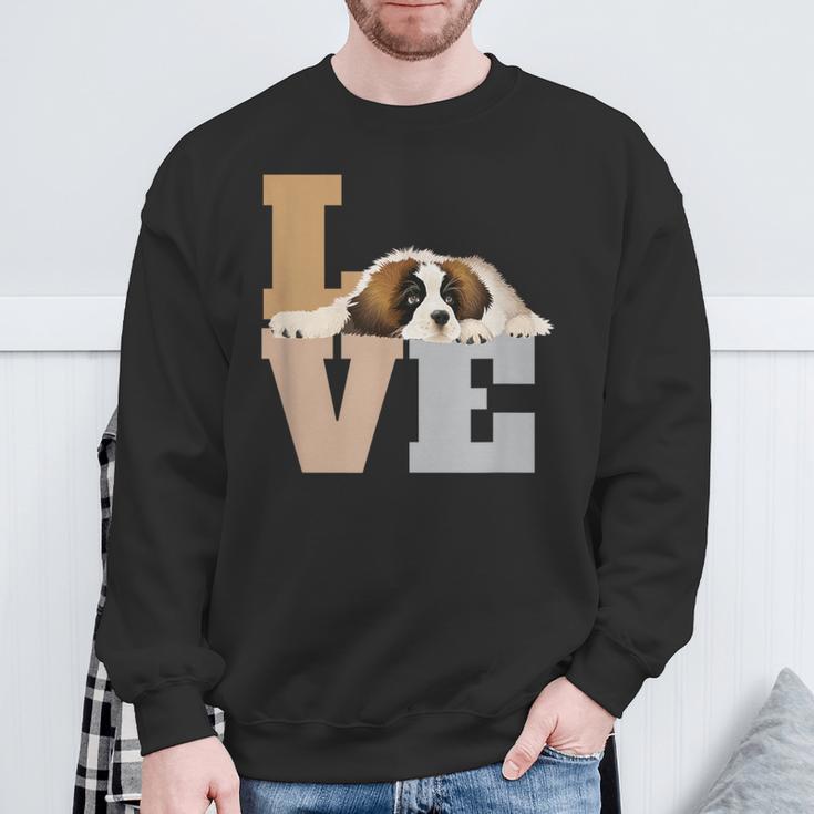 St Bernard Lazy Puppy Dog Slobbers On Word Love Sweatshirt Gifts for Old Men