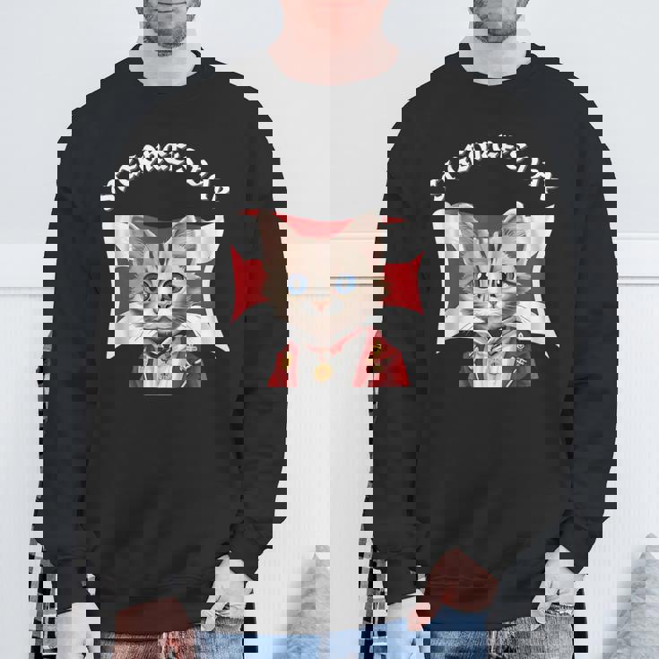 St Georges Day British Cat With English Flag Sweatshirt Gifts for Old Men