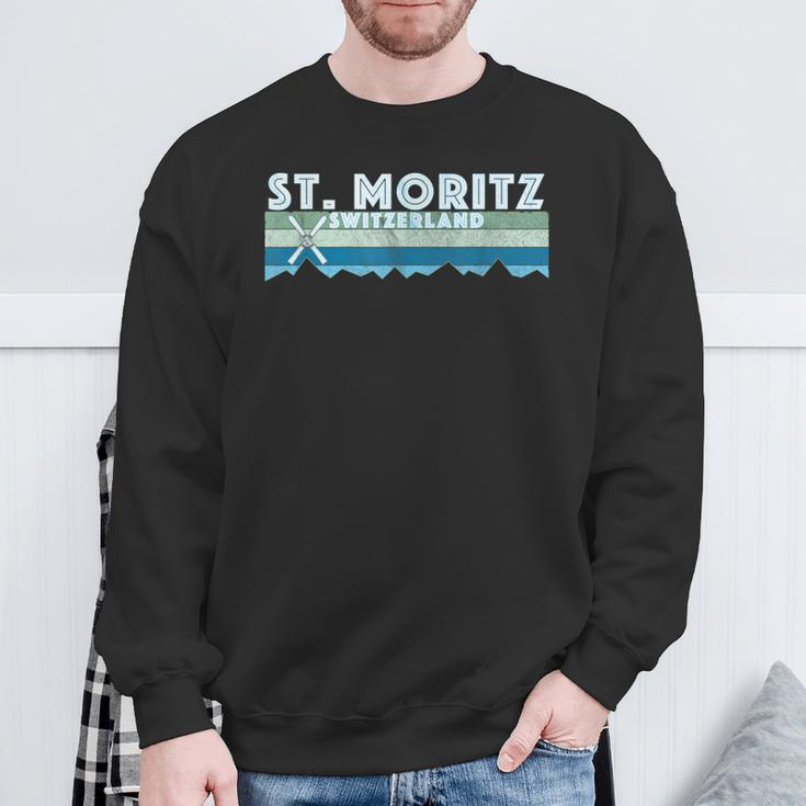 St Moritz Ski Illustration Retro Vintage St Moritz Sweatshirt Geschenke für alte Männer