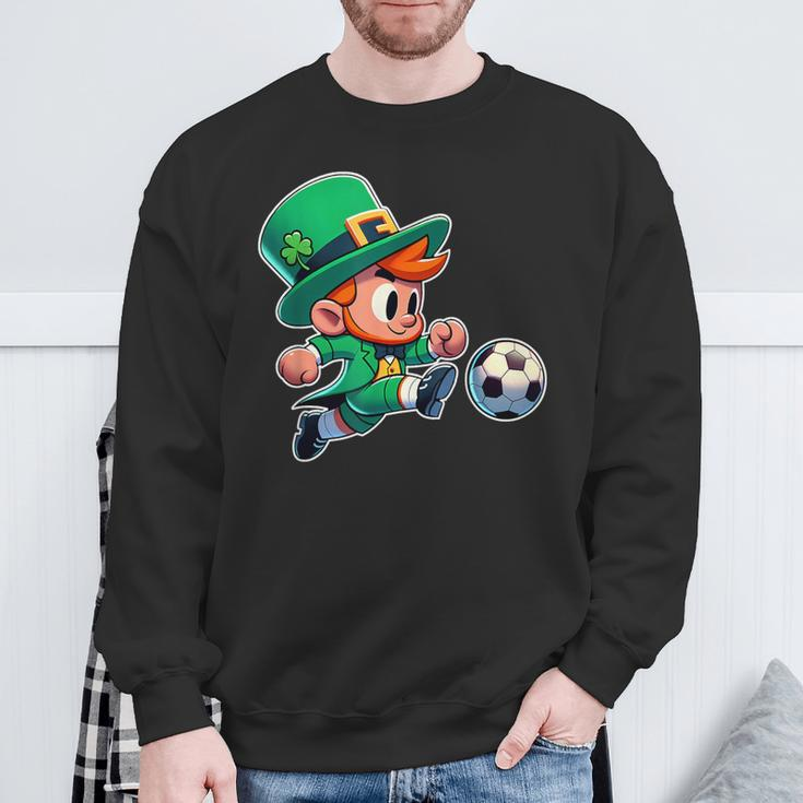 St Patrick's Day Irish Leprechaun Soccer Player Sports Sweatshirt Gifts for Old Men