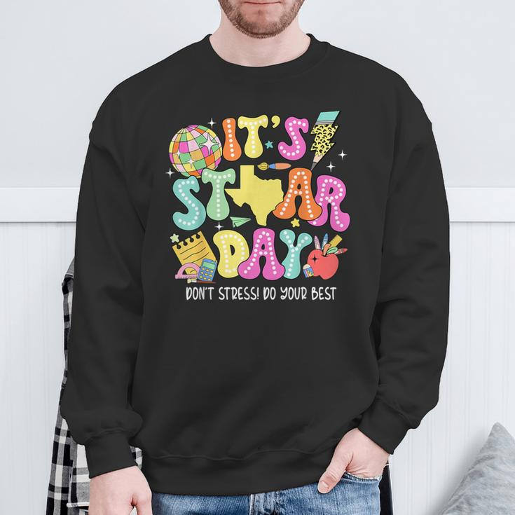 State Testing Retro It's Staar Day Don't Stress Do Your Best Sweatshirt Gifts for Old Men