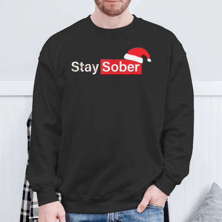 Stay Sober Santa Hat Sweatshirt Gifts for Old Men