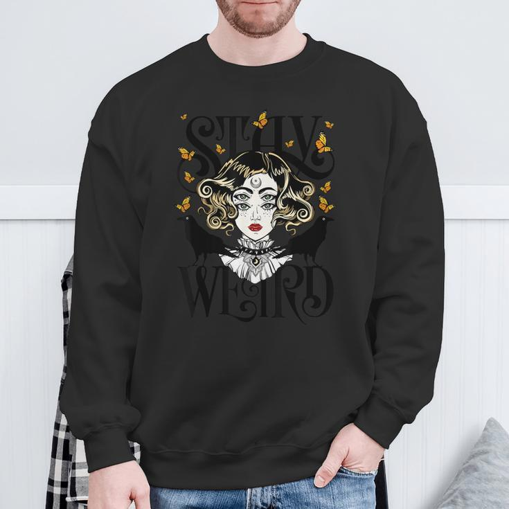 Stay Weird Rose And The Ravens Devil Girl Sweatshirt Gifts for Old Men
