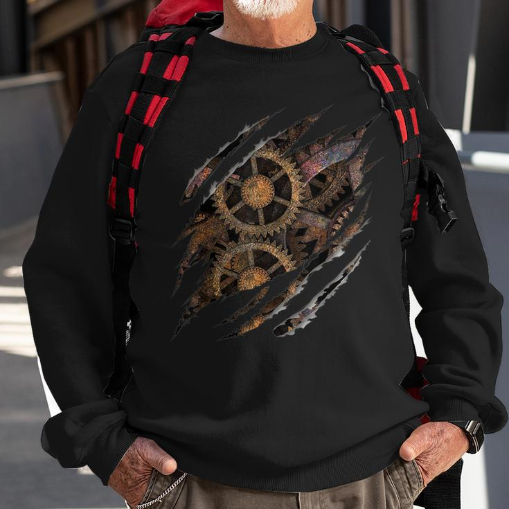 Steampunk ClockworkMechanical Gears Sweatshirt Gifts for Old Men