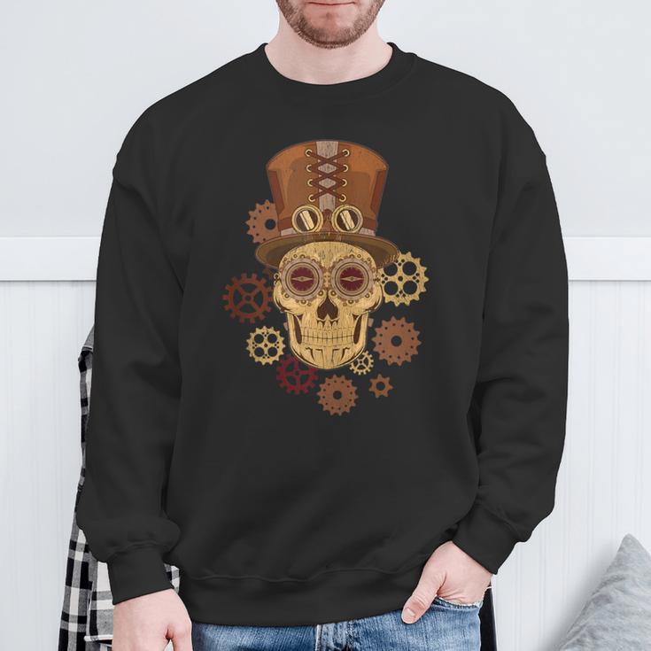 Steampunk Skull Gears Goggles Hat Science Fiction Lover Sweatshirt Gifts for Old Men