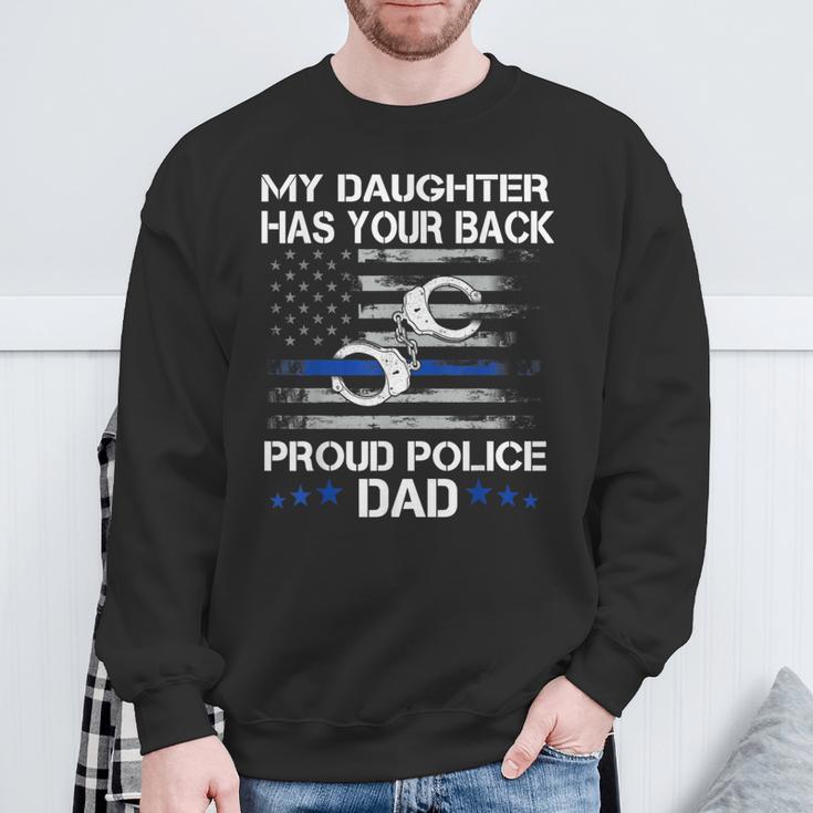 Stolzer Papa Eines Police Officer – Thin Blue Line Geschenk Sweatshirt Geschenke für alte Männer