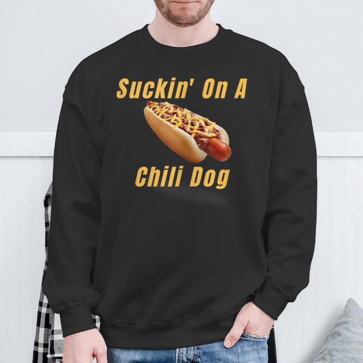 Suckin' On A Chili Dog Detroit Michigan Hot Dog Sweatshirt Gifts for Old Men