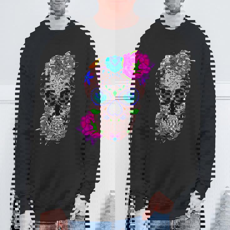 Sugar Skull Fleurs Jour Des Morts Dia De Los Muertos Cadeau Sweater e Cadeaux pour les vieillards