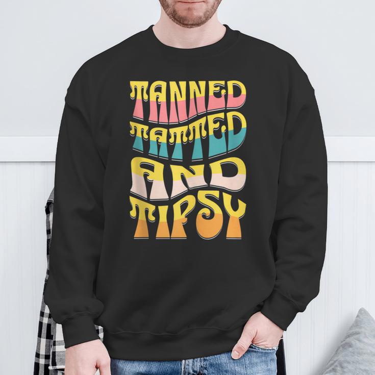 Summer Vacation Tanned Tatted And Tipsy Sunshine Drinking Sweatshirt Gifts for Old Men