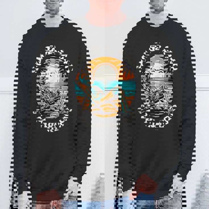 Sun Sea Sand Chronic Illness Humour Spoonie Vacation Black Sweatshirt Gifts for Old Men