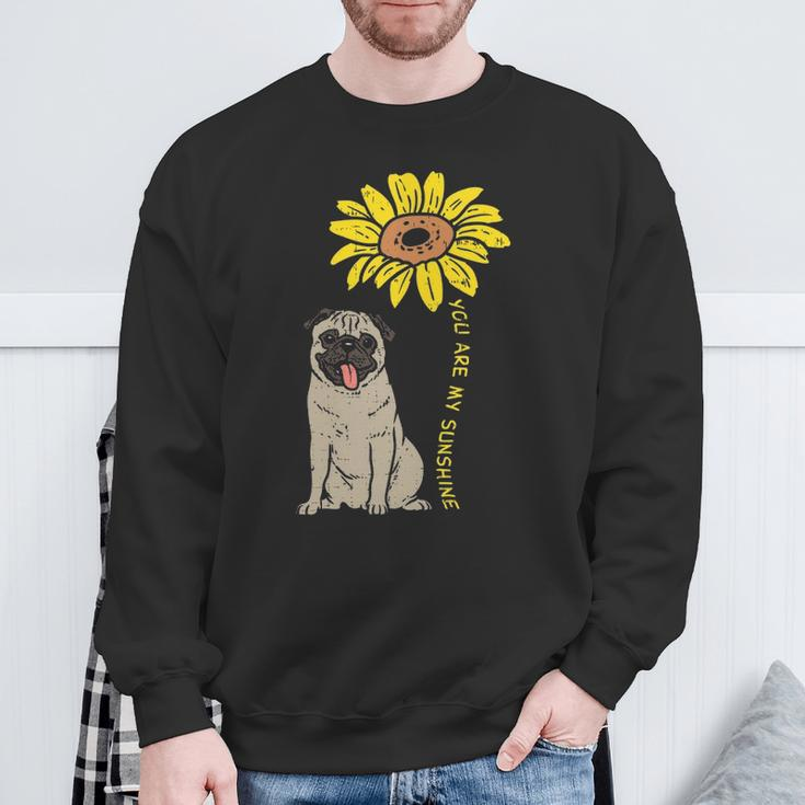 Sunflower Sunshine Pug Cute Animal Pet Dog Sweatshirt Gifts for Old Men