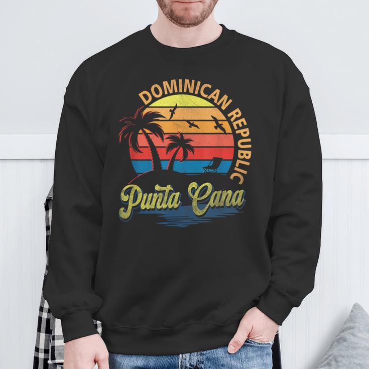 Sunset Punta Cana Beach Souvenir Dominican Republic Retro Sweatshirt Gifts for Old Men