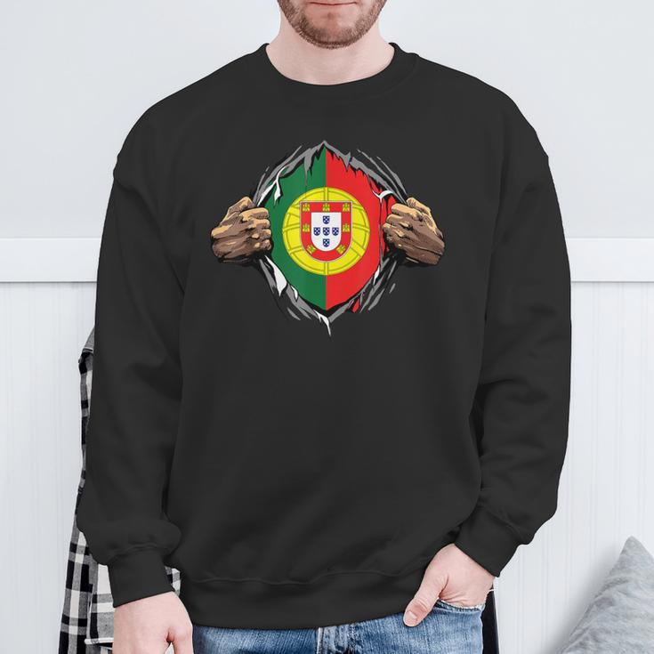 Super Portuguese Heritage Proud Portugal Roots Flag Sweatshirt Gifts for Old Men