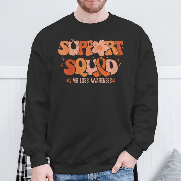Support Squad Limb Loss Awareness Orange Ribbon Groovy Sweatshirt Gifts for Old Men