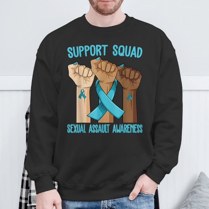 Support Squad Ribbon Sexual Assault Awareness Sweatshirt Gifts for Old Men