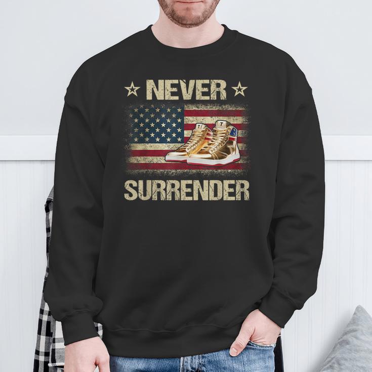 Never Surrender Gold Sneakers Pro Trump 2024 Sweatshirt Gifts for Old Men